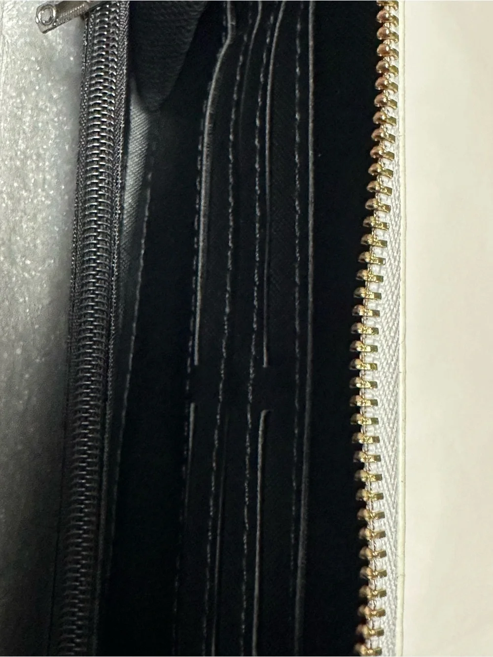 Inspired White and Gray Monogram Zip Wallet